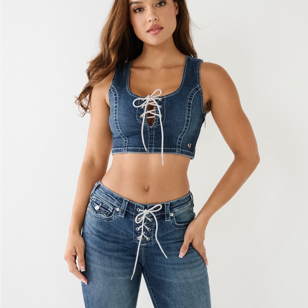 True Religion Lace-Up Denim Set (Top S/P + Jeans 24)